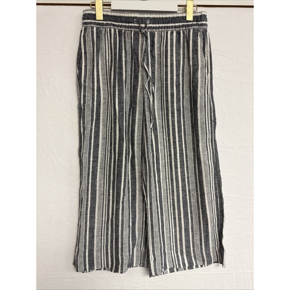 BANANA REPUBLIC Factory Wide Leg High Rise Drawstring Striped Cropped PANTS SP